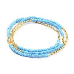Bleu Ciel Clair Perle de taille de bijoux d'été, chaîne de corps, chaîne de ventre en perles de rocaille, bijoux de bikini pour femme fille, lumière bleu ciel, 31.5 pouce (80 cm)