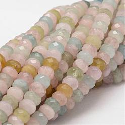 Morganite Faceted Rondelle Natural Morganite Bead Strands, 6x3.5mm, Hole: 1mm, about 116pcs/strand, 15.7 inch