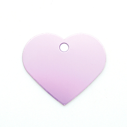 Pearl Pink Colored Aluminum Pendants, Laser Cut, Double Sided Dog Pet Name Phone Number ID Tag Charm, Heart, Pearl Pink, 33x37.6x1mm, Hole: 4mm