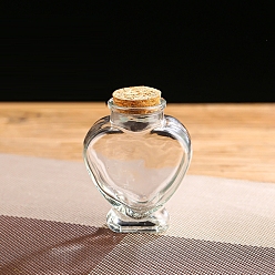 Clear Glass Bottle, Wishing Bottle, with Cork Stopper, Heart, Clear, 8x10.3cm, Capacity: 160ml(5.41fl. oz)