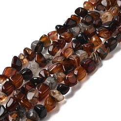 Saddle Brown Natural Agate Beads Strands, Nuggets, Tumbled Stone, Dyed & Heated, Saddle Brown, 5~11x5~12x5~11mm, Hole: 1~1.4mm, about 39~50pcs/strand, 14.17~14.96 inch(36~38cm)