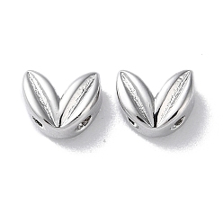 Real Platinum Plated Brass Beads, Leaf, Real Platinum Plated, 5x6x3mm, Hole: 0.9mm