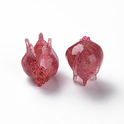 Rouge Indien Des perles en plastique, grenade, rouge indien, 15~16x15.5~17x13~14mm, Trou: 1.4mm