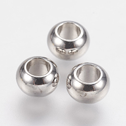 Real Platinum Plated Brass Spacer Beads, Real Platinum Plated, Rondelle, 6x4mm, Hole: 3mm