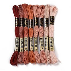 PeachPuff 8 Skeins 8 Colors 6-Ply Polyester Embroidery Floss, Cross Stitch Threads, Gradient Color, PeachPuff, 0.5mm, about 8.75 Yards(8m)/Skein, 8 colors, 1 skein/color, 8 skeins/set