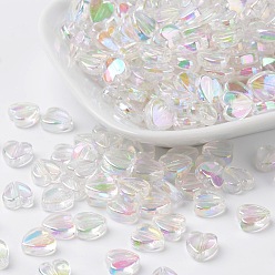 Clair AB Perles acryliques transparentes, cœur, clair ab, 8x8x3mm, trou: 1.5 mm, environ 2800 pcs / 500 g