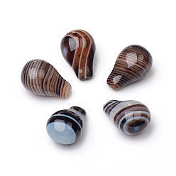 Banded Agate Natural Banded Agate/Striped Agate Beads, Half Drilled, Dyed & Heated, Teardrop, 18.5~19x12.5~13x10.5mm, Hole: 0.8~1mm