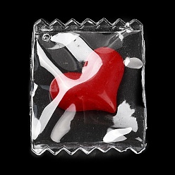 Fuego Ladrillo Colgantes de resina transparente para bolsas de dulces, encantos del corazón, ladrillo refractario, 37.5x29x5 mm, agujero: 1.8 mm