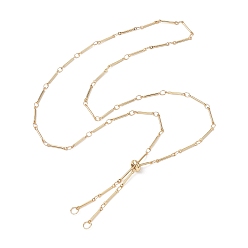 Golden Brass Bar Link Chain Necklace Making, Slider Necklaces, Fit for Connector Charms, Golden, 23-5/8 inch(60cm), Hole: 3.5mm