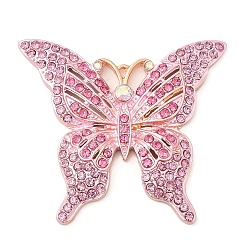 Rose Zinc Alloy Pendants, with Rhinestone, Butterfly, Rose, 45x49x4.5mm, Hole: 1.6mm
