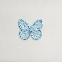 Cielo Azul Mariposa bordado computarizado organza coser en accesorios de adorno, apliques, el cielo azul, 40~50 mm