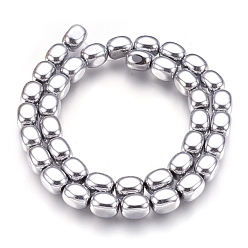 Platinum Plated Electroplate Non-magnetic Synthetic Hematite Bead Strands, Polished, Cuboid, Platinum Plated, 10~10.5x7~8mm, Hole: 1mm, about 39~40pcs/strand, 15.7 inch(40cm)