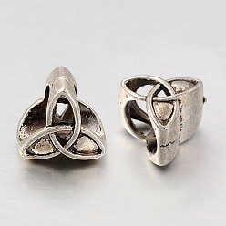 Antique Silver Tibetan Style Alloy Beads, Trinity Knot/Triquetra, Irish, Antique Silver, 9x9.5x7.5mm, Hole: 6mm