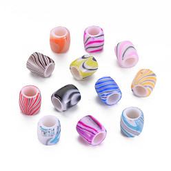 Mixed Color Opaque Acrylic European Beads, Large Hole Beads, Column, Mixed Color, 11.5x12mm, Hole: 6.5mm, about 575pcs/500g