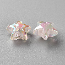 Blanc Fumé Perles acryliques transparentes, Perle en bourrelet, couleur ab , étoiles, fumée blanche, 15.5x16x9.5mm, Trou: 3mm, environ569 pcs / 500 g