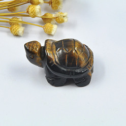 Œil De Tigre Tigre naturel affichage des yeux décorations, ornement feng shui tortue pour la longévité, pour bureau à domicile, 38~42x25~27x20mm
