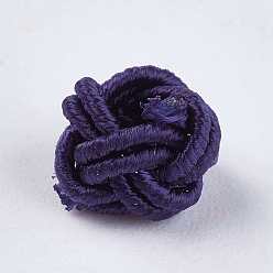 Indigo Polyester Weave Beads, Round, Indigo, 6.5x4.5mm, Hole: 4mm