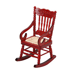 Rouge Foncé Chaises en bois miniatures, pour les accessoires de maison de poupée faisant semblant de décorations d'accessoires, rouge foncé, 65x52x102mm