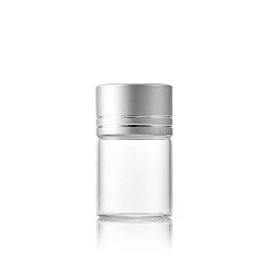 Серебро Четкие стеклянные бутылки шарик контейнеры, Пробирки для хранения шариков с завинчивающейся крышкой и алюминиевой крышкой, колонка, серебряные, 2.2x3.5 см, емкость: 6 мл (0.20 жидких унций)
