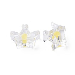 Jaune Perles acryliques transparentes, Perle en bourrelet, couronne, jaune, 14x17.5x7mm, Trou: 2mm, environ581 pcs / 500 g
