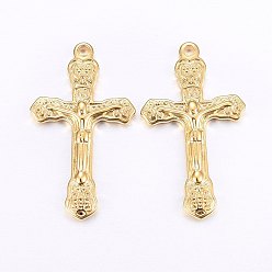 Golden 304 Stainless Steel Pendants, Crucifix Cross, Golden, 33x19x3mm, Hole: 1.8mm