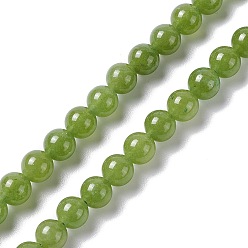 Зеленый лайм Природного нефрита нитей бисера, окрашенные, круглые, зеленый лайм, 6.5 мм, отверстие : 1 мм, около 62 шт / нитка, 15.16'' (38.5 см)