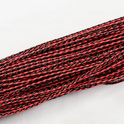 Rouge Foncé Tressés cordons en cuir imitation, accessoires de bracelet ronds, rouge foncé, 3x3mm, environ 103.89 yards (95m)/paquet