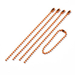 Оранжевый Железные шариковые цепи, окрашенные распылением, цепочки тегов, оранжевые, 117x2.5 мм