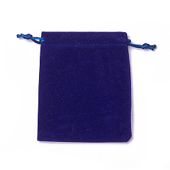 Azul Oscuro Bolsas de terciopelo de embalaje, bolsas de cordón, azul oscuro, 12~12.6x10~10.2 cm