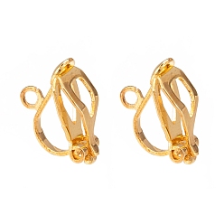 Золотой Латунные серьги с клипсами, для не проколотых ушей, золотые, 13x6x7 мм, отверстие : 1 мм