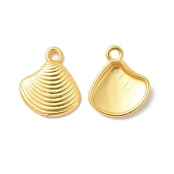 Matte Gold Color Rack Plating Alloy Charms, Cadmium Free & Lead Free & Nickle Free, Shell Charm, Matte Gold Color, 14.5x13x2mm, Hole: 1.6mm