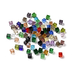 Color mezclado Imitación de vidrio cuentas de cristal austriaco, facetados, suqare, color mezclado, 5.5x5.5x5.5 mm, agujero: 1 mm