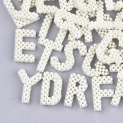 Letter Perles tressées en plastique faites main avec abs, mélange de lettres, lettres mixtes aléatoires, 32~40x19~28x7~8mm