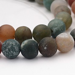 Indian Agate Frosted Round Natural Indian Agate Beads, 8mm, Hole: 1mm, about 48pcs/strand, 14.9 inch
