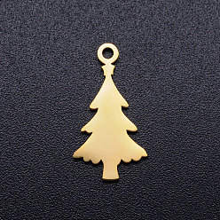 Golden 201 Stainless Steel Pendants, Christmas Tree, Golden, 18x10x1mm, Hole: 1.5mm