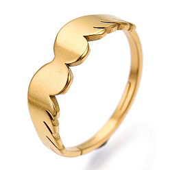 Chapado en Oro Real 18K Chapado en iones (ip) 304 anillo ajustable de ala de acero inoxidable para mujer, real 18 k chapado en oro, tamaño de EE. UU. 6 1/2 (16.9 mm)