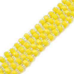 Amarillo Cuentas opacas de color sólido cuentas de vidrio, ábaco, amarillo, 4x3 mm, agujero: 0.8 mm, sobre 146~150 unidades / cadena, 24.41 pulgada ~ 25.2 pulgada (62~64 cm)