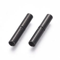 Electrophoresis Black 304 Stainless Steel Bayonet Clasps, Column, Electrophoresis Black, 18x4mm, Hole: 3mm