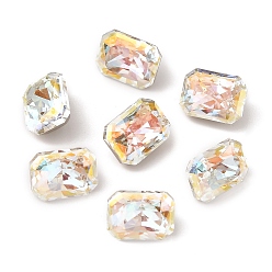 Light Crystal AB K 5 cabujones de diamantes de imitación de cristal, puntiagudo espalda y dorso plateado, facetados, Rectángulo, luz cristal ab, 6x8x5 mm