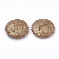 Camel Imitation Leather Covered Cabochons, with Aluminum Bottom, Half Round/Dome, Platinum, Camel, 25x6~7mm