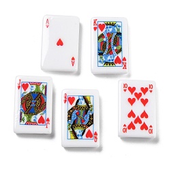 Couleur Mélangete Cabochons en résine opaque, carte à jouer, couleur mixte, 27x17.3x5mm