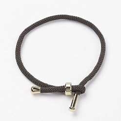 Café Fabrication de bracelet en corde de coton torsadée, avec les accessoires en acier inoxydable, or, café, 9 pouces ~ 9-7/8 pouces (23~25 cm), 3mm
