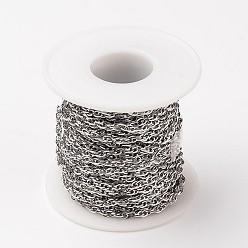 Stainless Steel Color 304 Stainless Steel Rope Chains, Soldered, with Spool, Stainless Steel Color, 3mm, about 32.8 Feet(10m)/roll