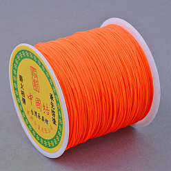 Rouge Orange Fil de nylon tressé, cordon de nouage chinois cordon de perles pour la fabrication de bijoux en perles, rouge-orange, 0.8 mm, environ 100 mètres / rouleau