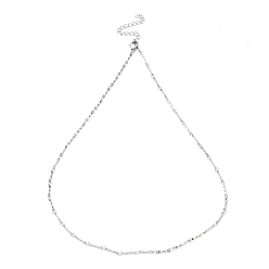 Stainless Steel Color 304 Stainless Steel Textured Bar Link Chain Necklace, Stainless Steel Color, 17.52 inch(44.5cm)