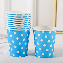 Deep Sky Blue Polka Dot Pattern Disposable Party Paper Cups, for Birthday Party Supplies, Deep Sky Blue, 75x85mm