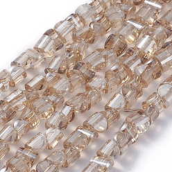 Verge D'or Perles en verre electroplate, facette, perle Lusted plaqué, demi-tour, tan, 6x5x4mm, Trou: 1mm, Environ 99 pcs/chapelet, 16.14 pouce (41 cm)