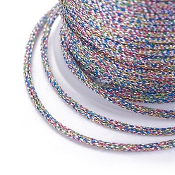 Colorful Polyester Metallic Thread, Colorful, 1mm, about 7.65 yards(7m)/roll