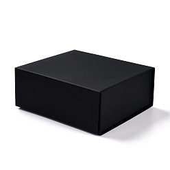 Black Foldable Cardboard Box, Flip Cover Box, Magnetic Gift Box, Rectangle, Black, 20x18x8.1cm