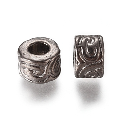 Bronze  Perles européennes en alliage de style tibétain, sans plomb et sans cadmium, Perles avec un grand trou   , colonne, gris anthracite, 11x7mm, Trou: 5mm
